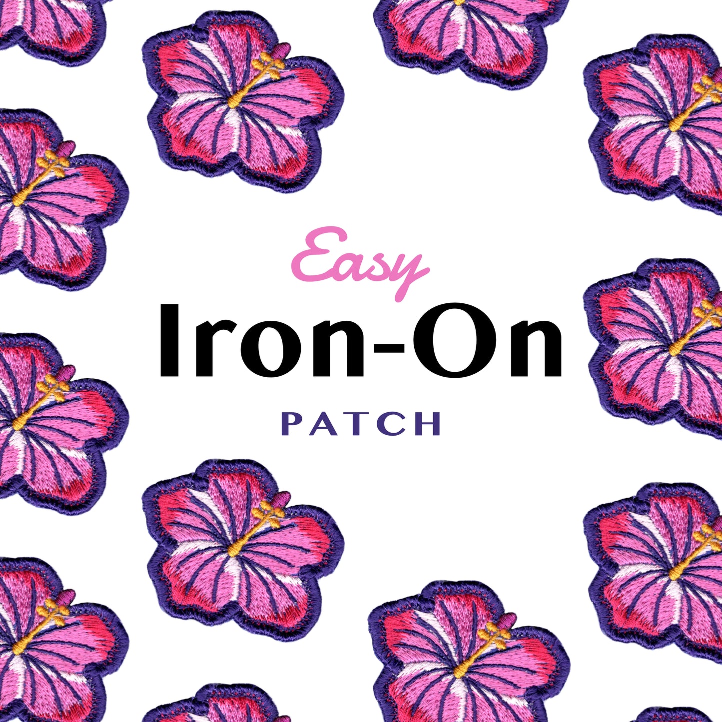 Hibiscus Flower Iron-On Patch - Hawaii-Inspired Embroidery