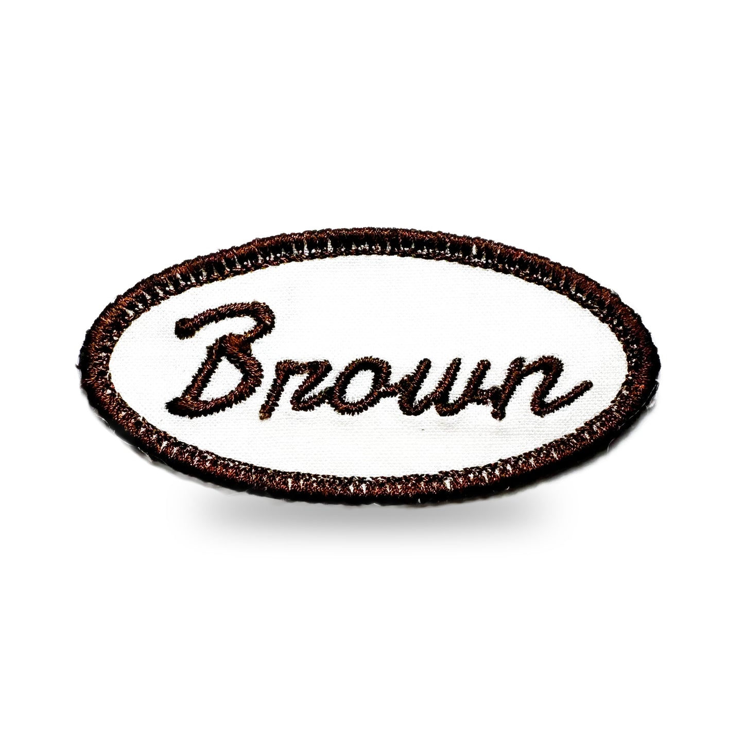 Customizable Embroidered Oval Patch with Brown Thread