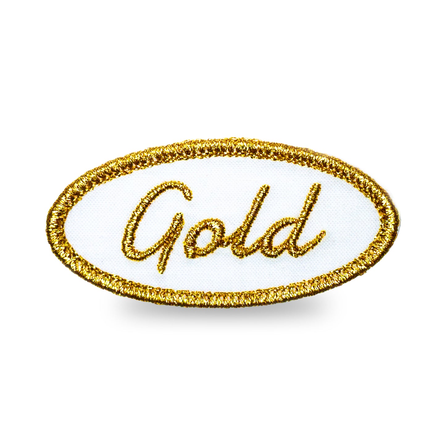 Customizable Embroidered Oval Patch with Gold Color Thread