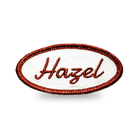 Customizable Embroidered Oval Patch with Hazel Thread