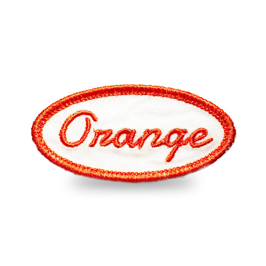 Customizable Embroidered Oval Patch with Orange Thread