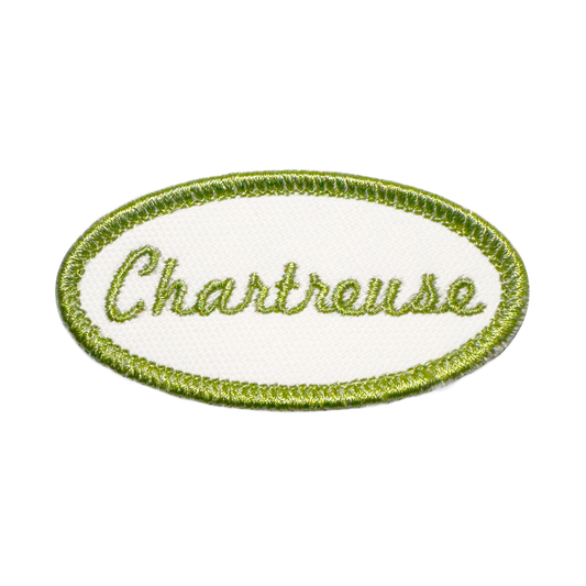 Customizable Embroidered Oval Patch with Chartreuse Thread