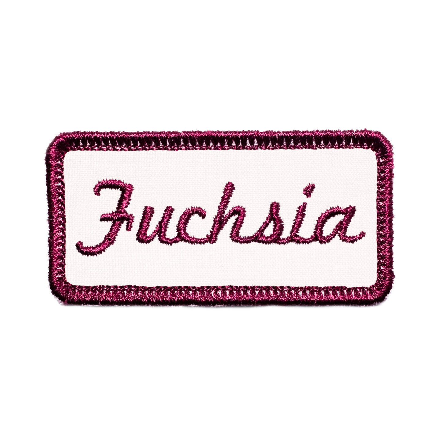 Customizable Embroidered Rectangular Patch with Fuchsia Thread