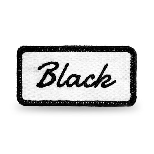 Customizable Embroidered Rectangular Patch with Black Thread