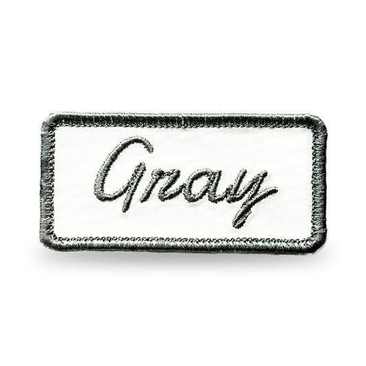 Customizable Embroidered Rectangular Patch with Gray Thread