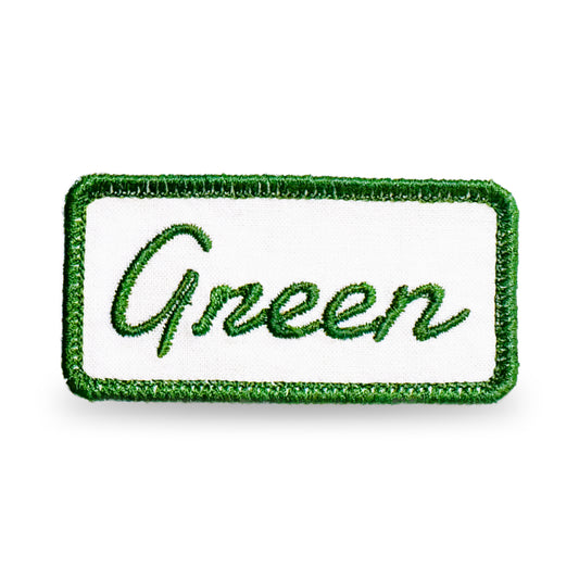 Customizable Embroidered Rectangular Patch with Green Thread